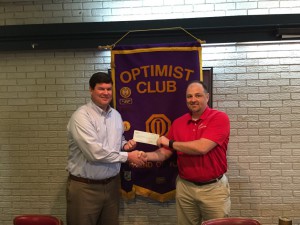 President Daniel Stewart Presents A Check to Scout Leader Keven Hedgepeth