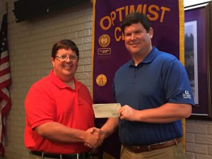 DTOC President Daniel Stewart (right) Presents A Check To Choctaw Area Council Director Ken Kercheval (left)