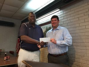 DTOC President Daniel Stewart (r) Presents a check to BGC Director Ricky Hood (l). Photo by Randy Rives