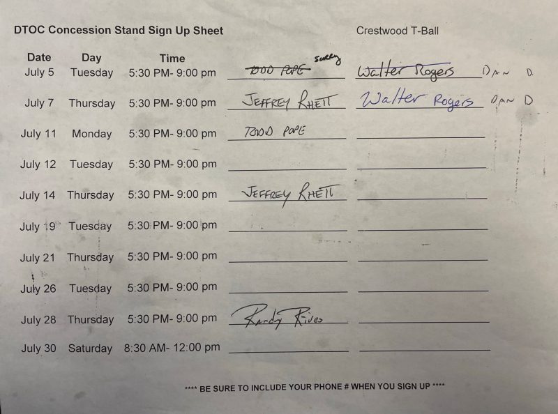 tballsignupsheet Downtown Optimist Club