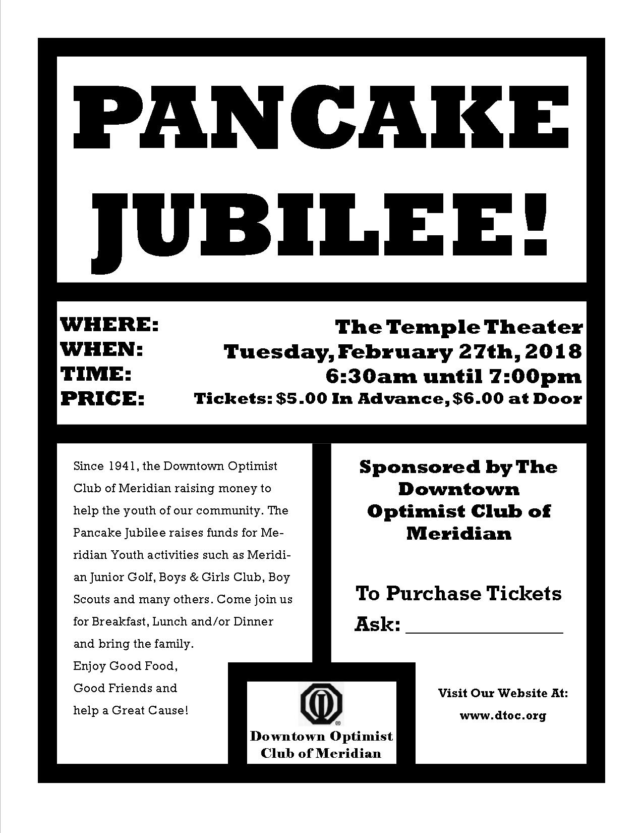Help Us Promote Pancake Jubilee! Downtown Optimist Club